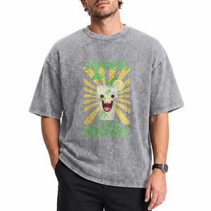 Summers Are Made For Mojitos Washed Cotton T-Shirt Funny Vacation Cocktail