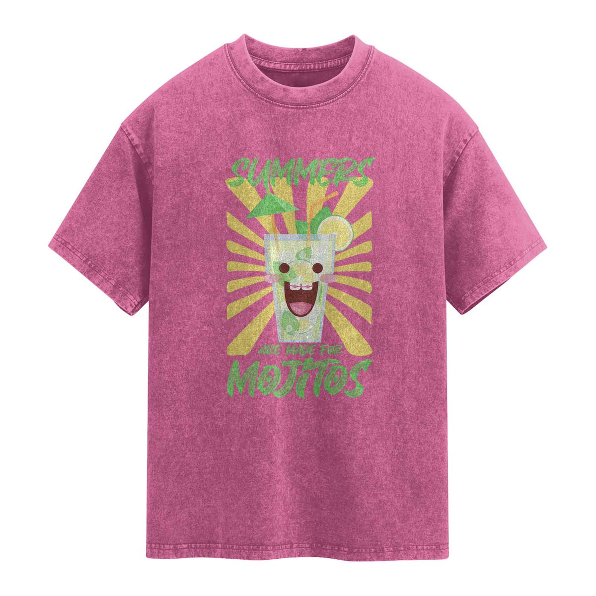Summers Are Made For Mojitos Washed Cotton T-Shirt Funny Vacation Cocktail