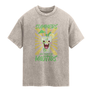 Summers Are Made For Mojitos Washed Cotton T-Shirt Funny Vacation Cocktail