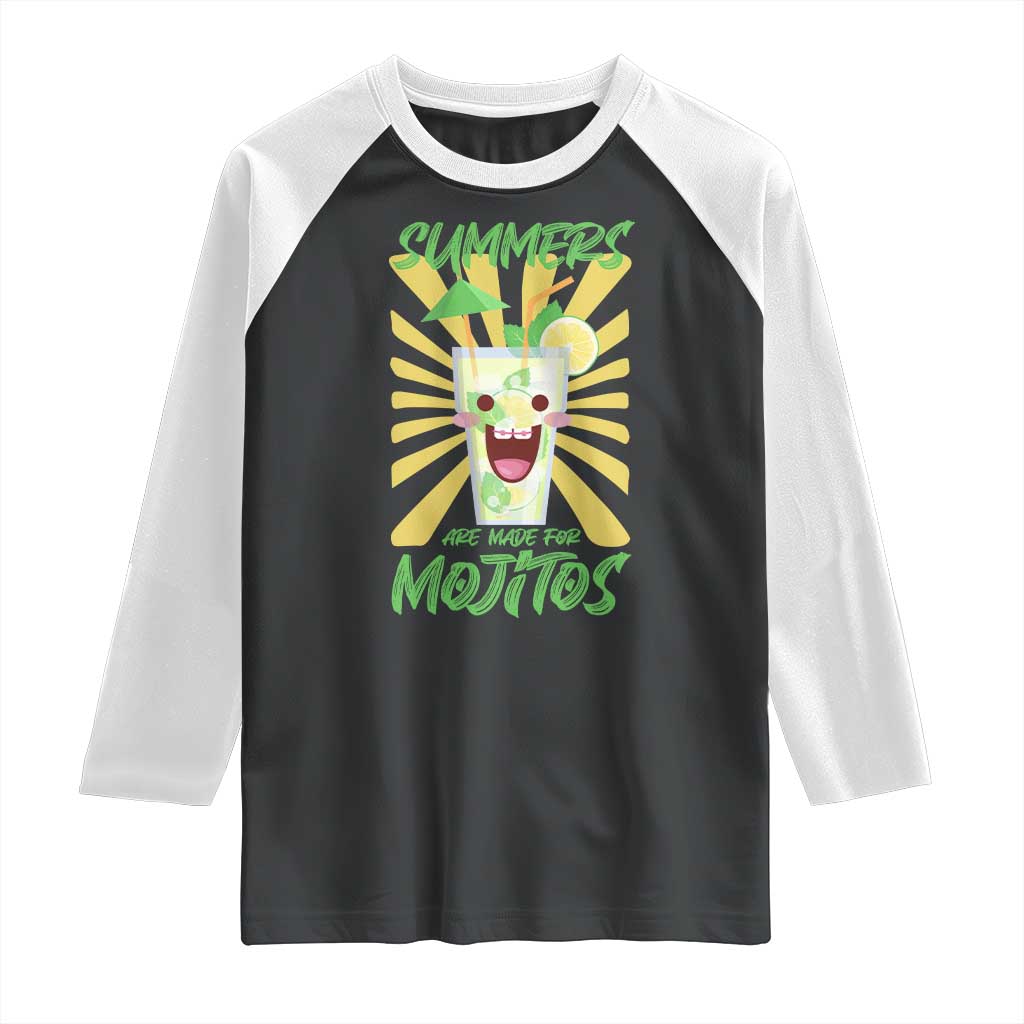 Summers Are Made For Mojitos Raglan Shirt Funny Vacation Cocktail TS12 Black White Print Your Wear