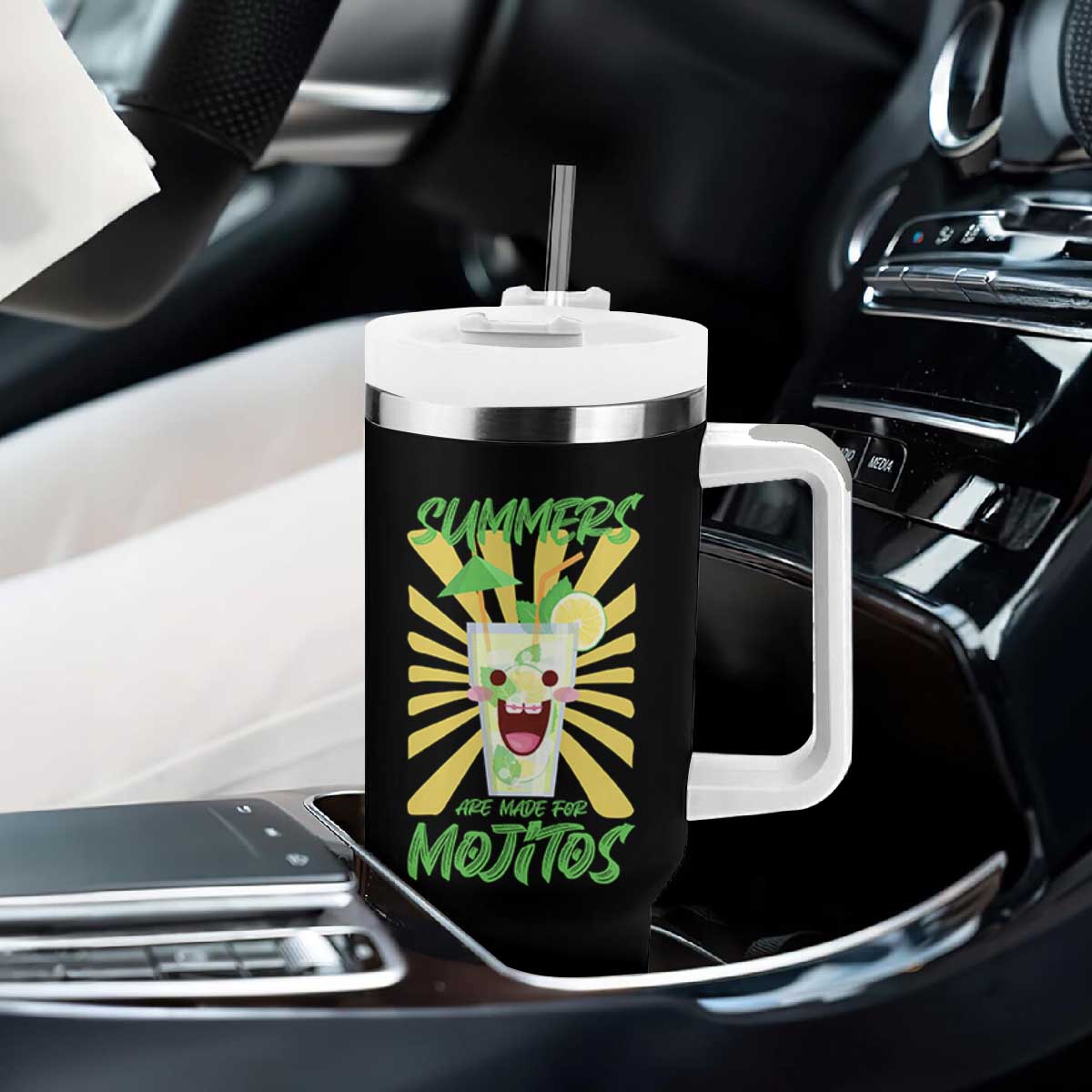Summers Are Made For Mojitos Tumbler With Handle Funny Vacation Cocktail TS12 Print Your Wear