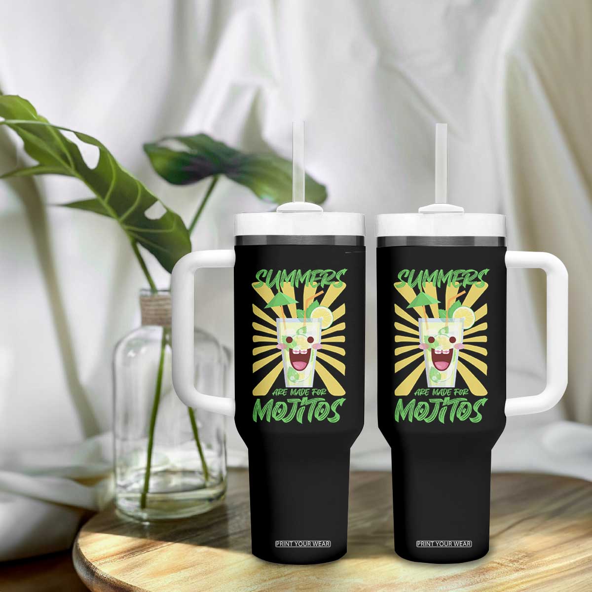 Summers Are Made For Mojitos Tumbler With Handle Funny Vacation Cocktail TS12 Print Your Wear