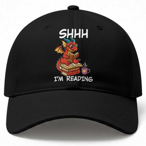 Shhh I Am Reading Baseball Cap Funny Dragon Reading Book TS12 Print Your Wear