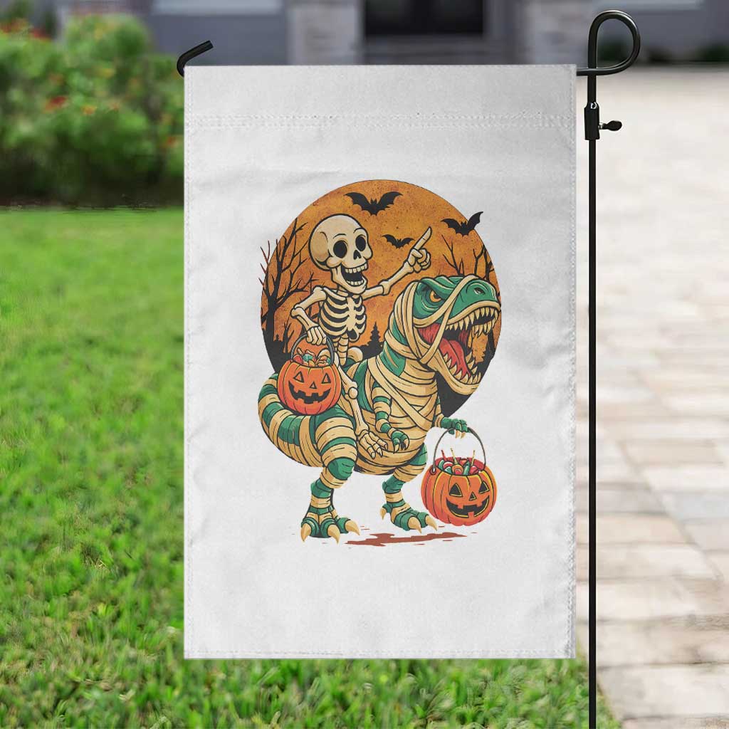 Funny Skeleton Riding Mummy Dinosaur Halloween Garden Flag TS12 Print Your Wear
