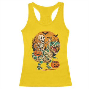 Funny Skeleton Riding Mummy Dinosaur Halloween Racerback Tank Top TS12 Daisy Print Your Wear