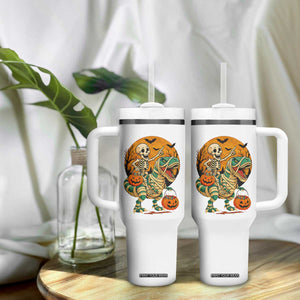 Funny Skeleton Riding Mummy Dinosaur Halloween Tumbler With Handle TS12 Print Your Wear