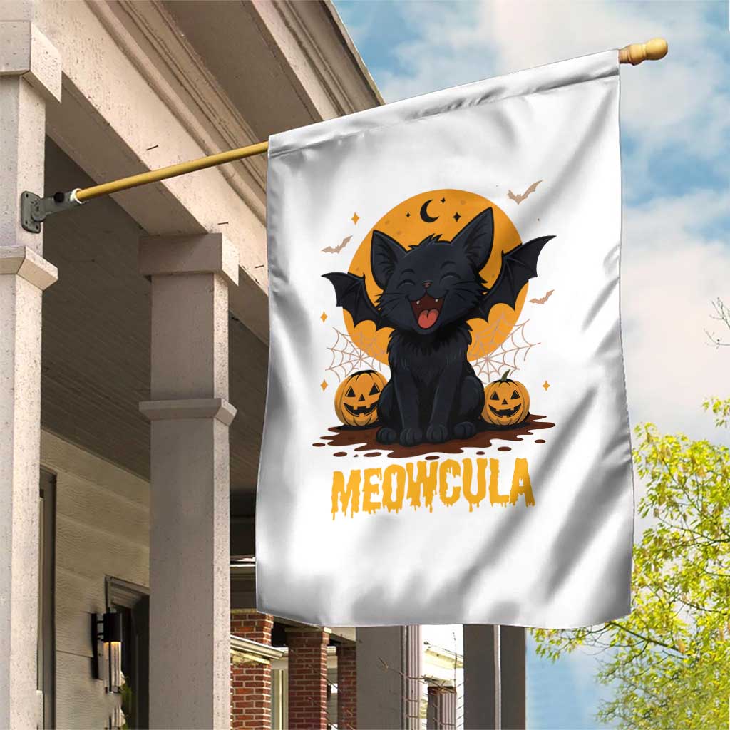 Black Cat Halloween Garden Flag Meowcula Cute Smilling With Bat TS12 Print Your Wear