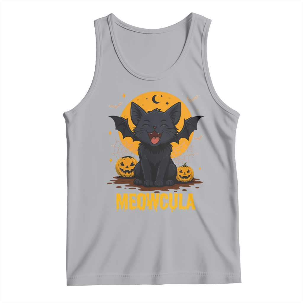 Black Cat Halloween Tank Top Meowcula Cute Smilling With Bat TS12 Athletic Heather Print Your Wear