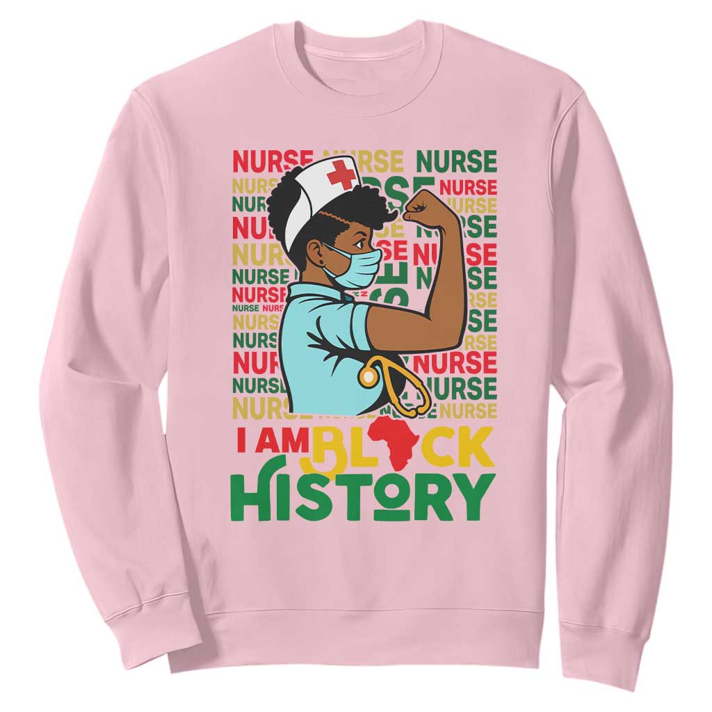 Nurse African American Sweatshirt I Am Black History Strong Feminism TS12 Light Pink Print Your Wear