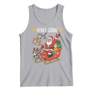 Funny Christmas Cat Tank Top Meowy Catmas Santa Sleigh Xmas TS12 Athletic Heather Print Your Wear