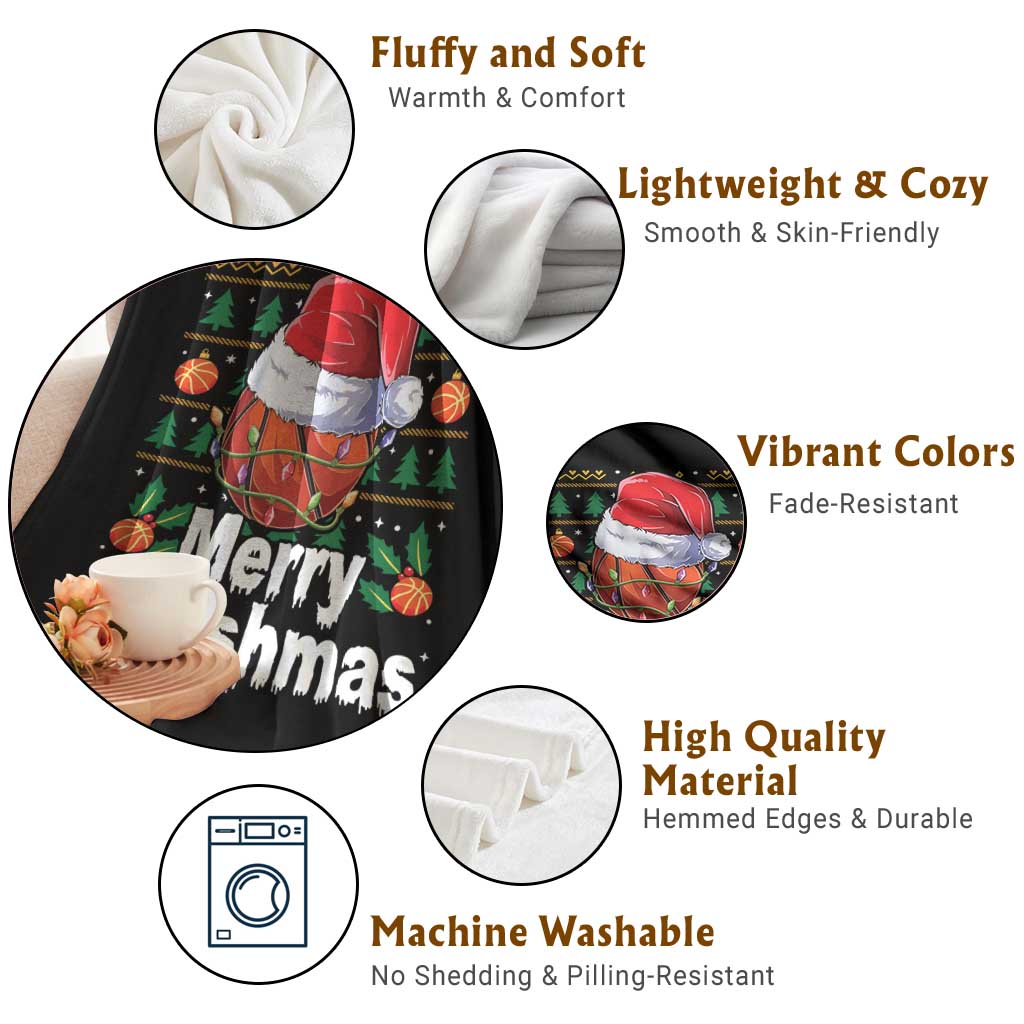 Basketball Christmas Throw Blanket Funny Merry Swishmas Sports TS12 Print Your Wear