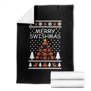 Basketball Merry Swishmas Throw Blanket Christmas Tree Sports TS12 Black Print Your Wear