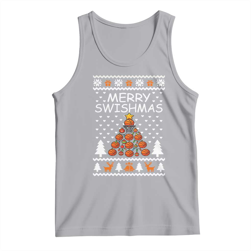 Basketball Merry Swishmas Tank Top Christmas Tree Sports TS12 Athletic Heather Print Your Wear