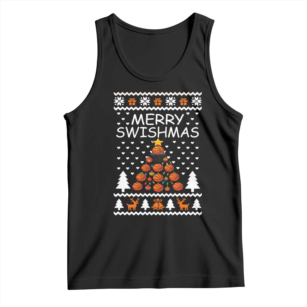 Basketball Merry Swishmas Tank Top Christmas Tree Sports TS12 Black Print Your Wear