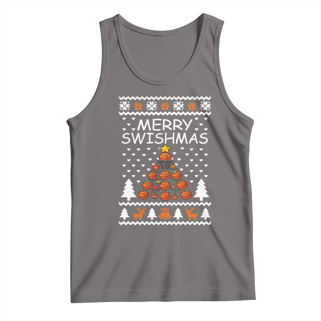 Basketball Merry Swishmas Tank Top Christmas Tree Sports TS12 Deep Heather Print Your Wear
