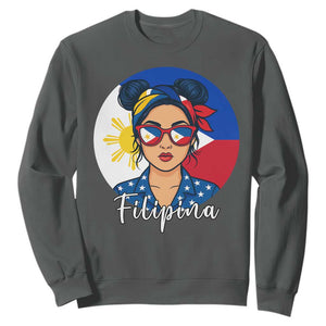Philippines Girl Filipina Sweatshirt Flag Filipino Pride TS12 Dark Heather Print Your Wear