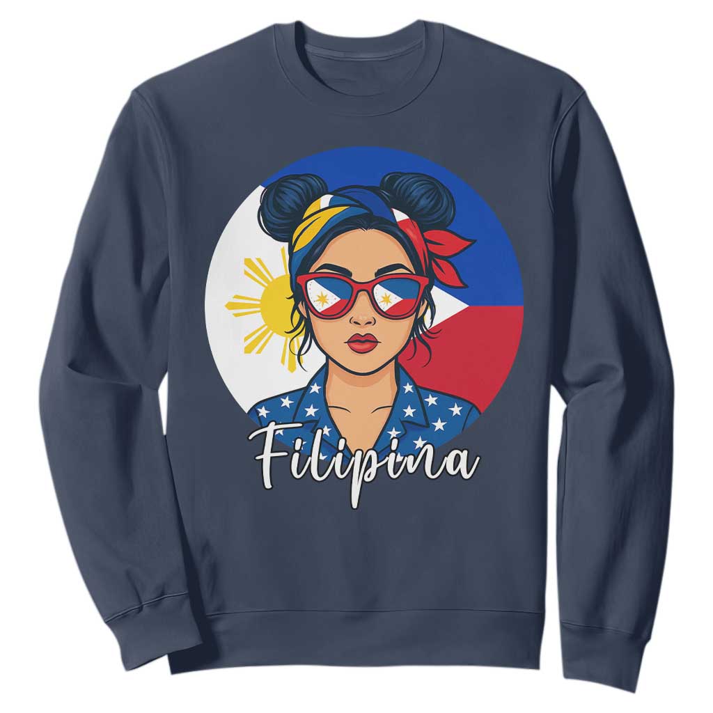 Philippines Girl Filipina Sweatshirt Flag Filipino Pride TS12 Navy Print Your Wear