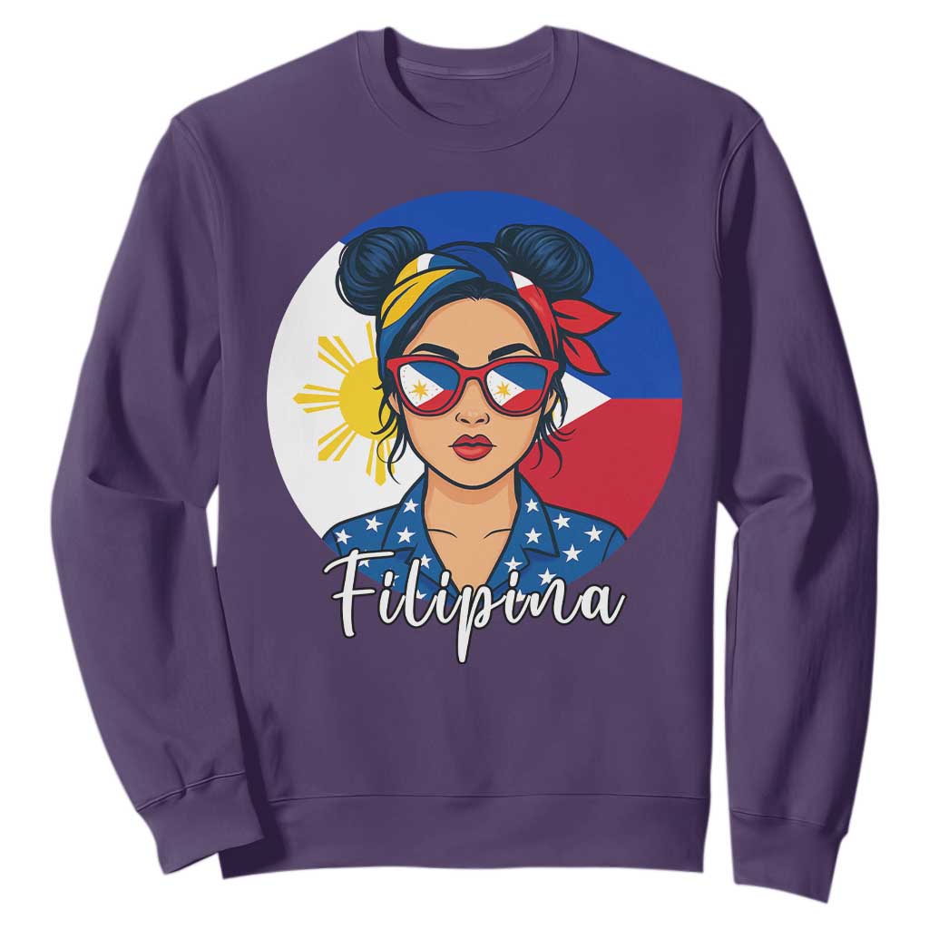 Philippines Girl Filipina Sweatshirt Flag Filipino Pride TS12 Purple Print Your Wear