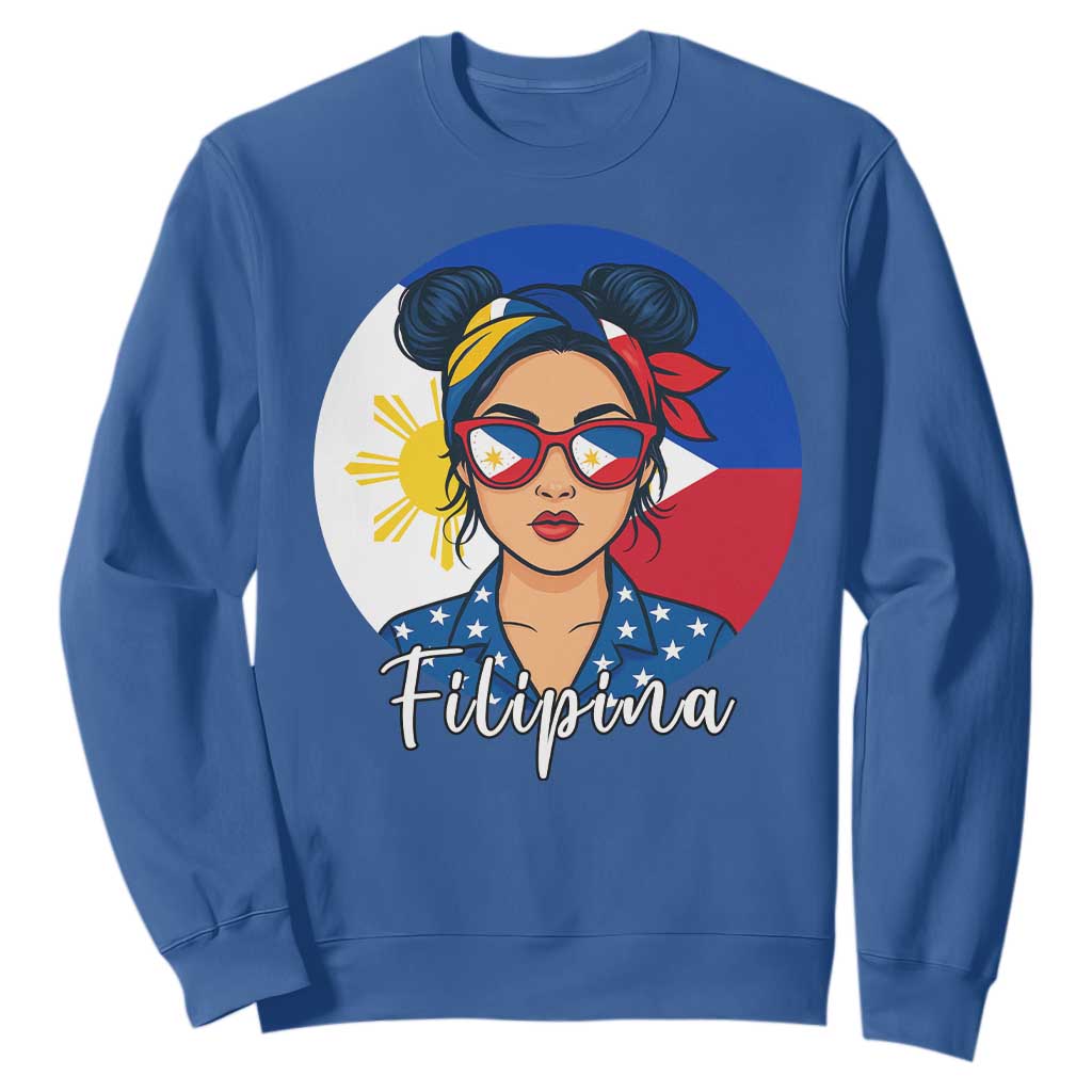 Philippines Girl Filipina Sweatshirt Flag Filipino Pride TS12 Royal Blue Print Your Wear