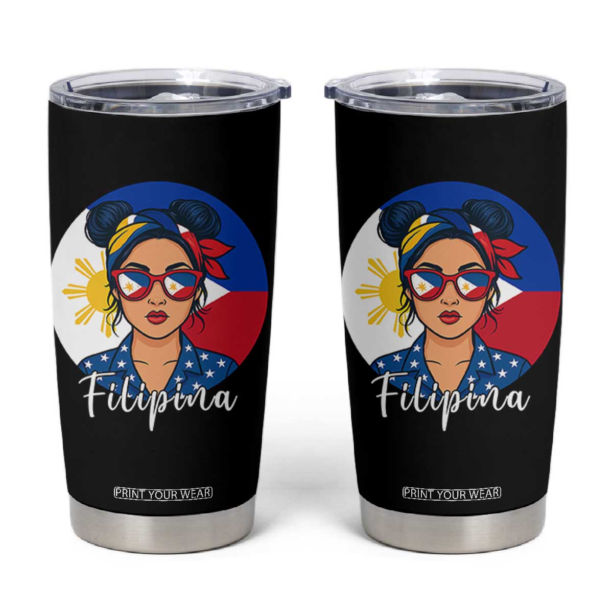 Philippines Girl Tumbler Cup Filipina Philippines Flag Filipino Pride TS12 Black Print Your Wear
