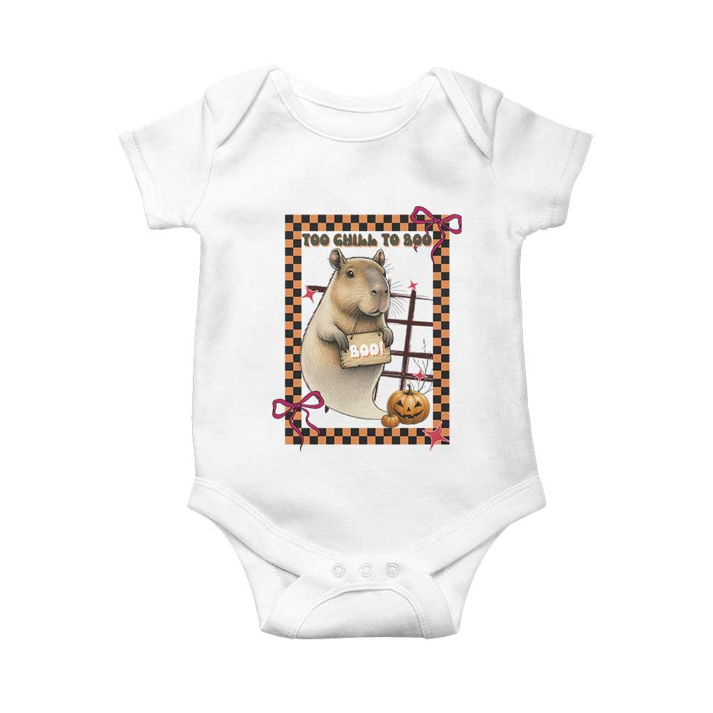 Halloween Capybara Baby Onesie Funny Too Chill To Boo TS12 White Print Your Wear