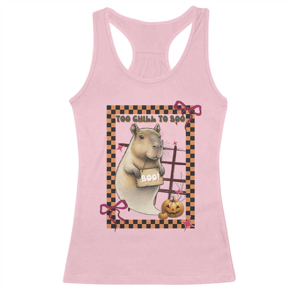 Halloween Capybara Racerback Tank Top Funny Too Chill To Boo TS12 Light Pink Print Your Wear