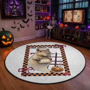 Halloween Capybara Round Rug Funny Too Chill To Boo