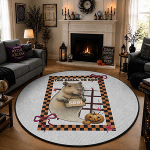 Halloween Capybara Round Rug Funny Too Chill To Boo