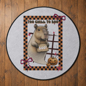 Halloween Capybara Round Rug Funny Too Chill To Boo