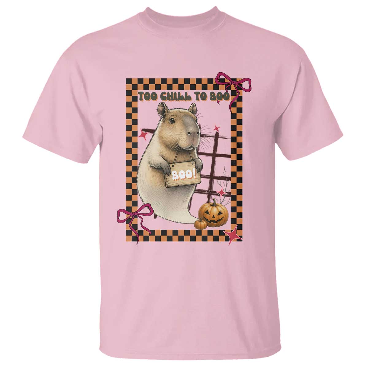 Halloween Capybara T Shirt Funny Too Chill To Boo TS12 Light Pink Print Your Wear