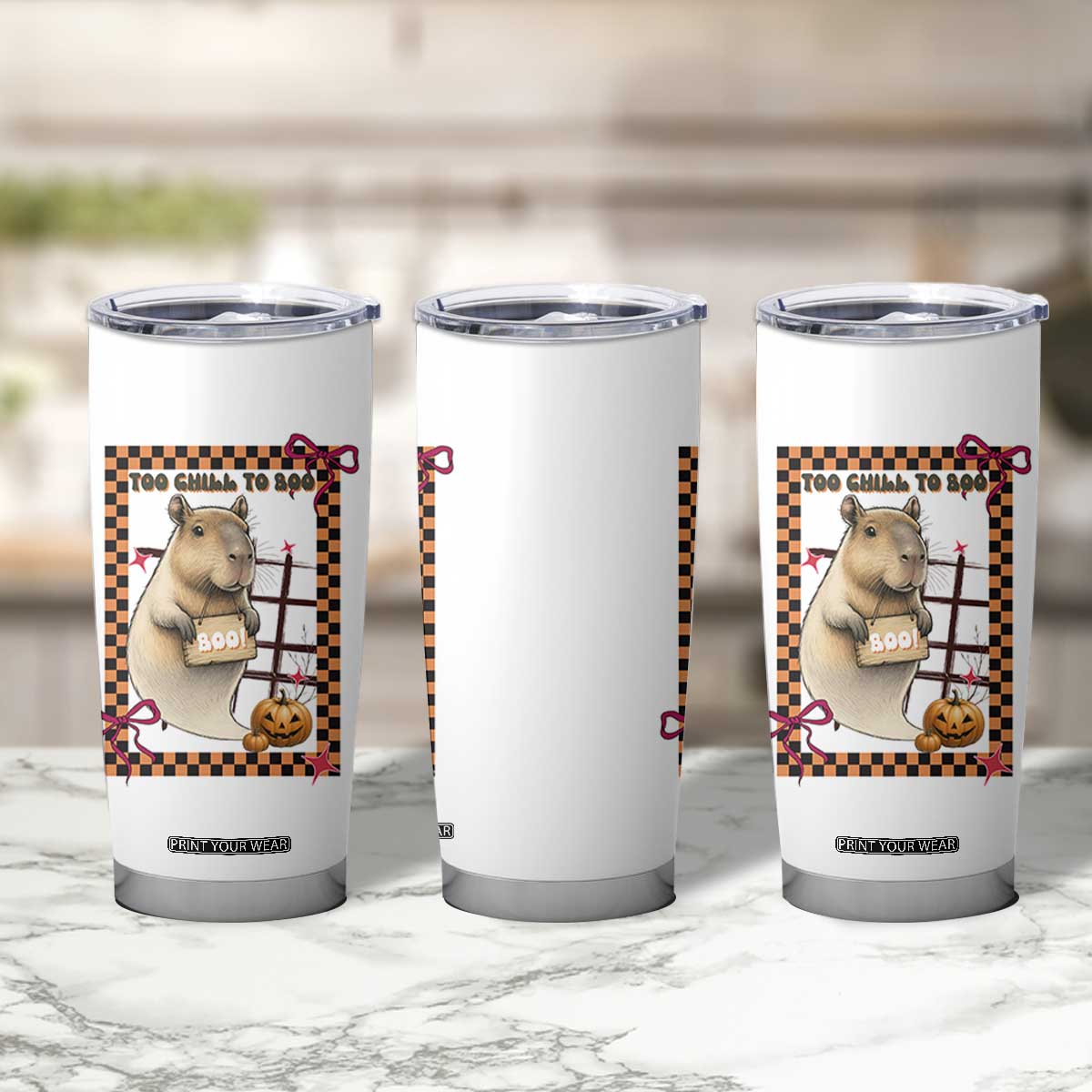 Halloween Capybara Tumbler Cup Funny Too Chill To Boo TS12 Print Your Wear