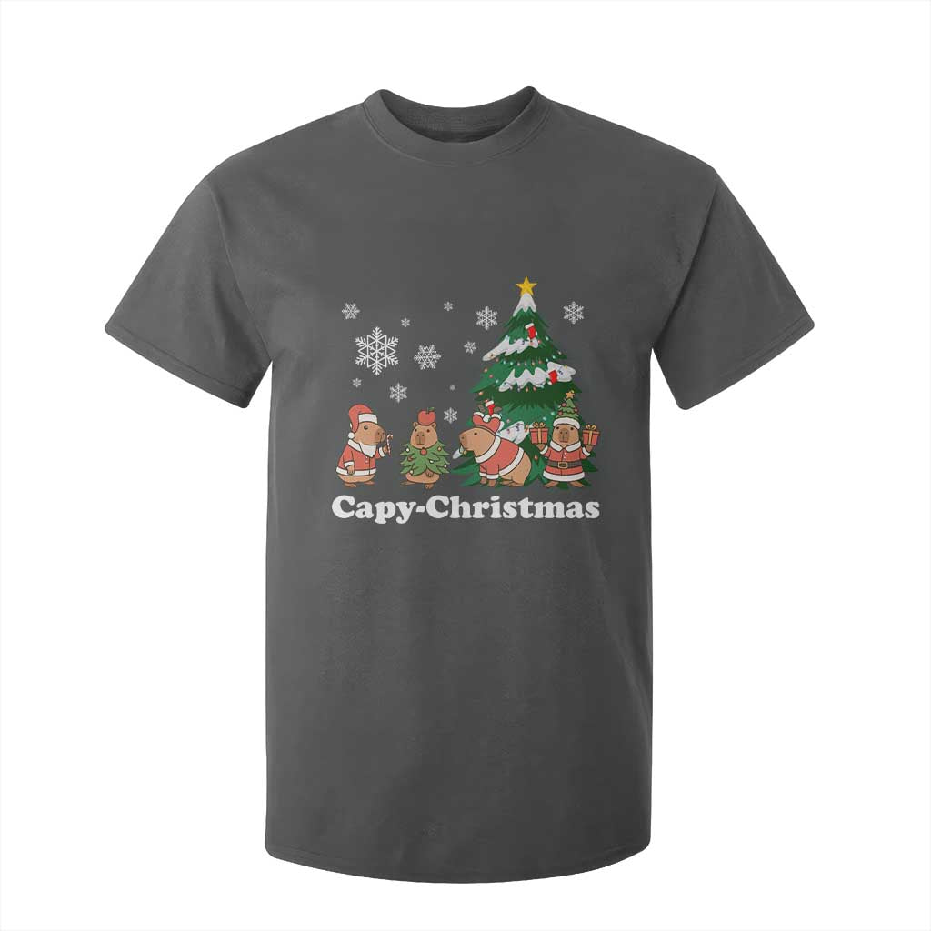 Christmas Capybara T Shirt For Kid Funny Capy Xmas Gift Idea TS12 Dark Heather Print Your Wear