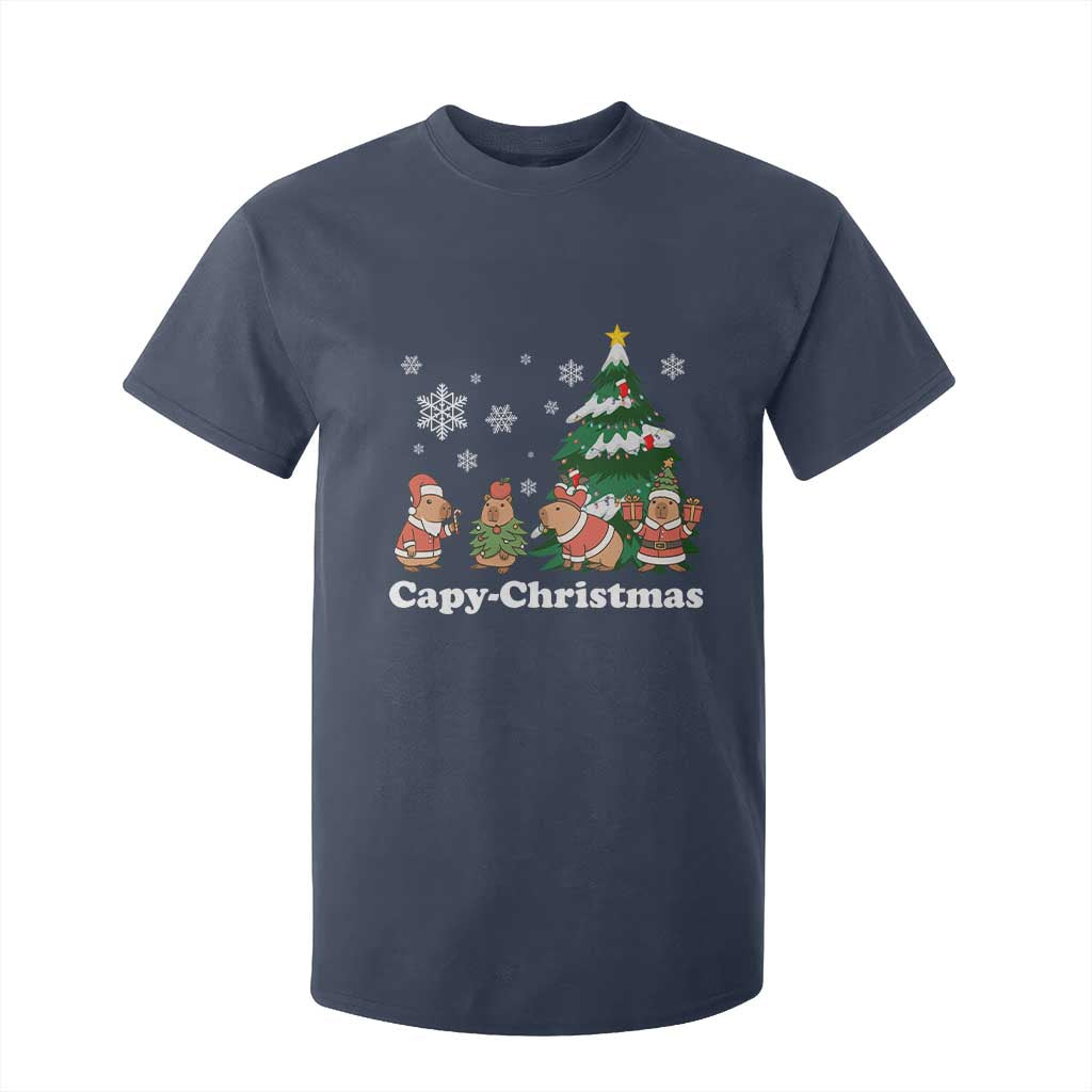 Christmas Capybara T Shirt For Kid Funny Capy Xmas Gift Idea TS12 Navy Print Your Wear