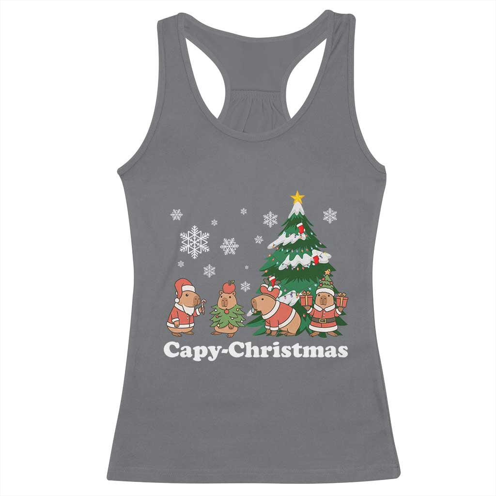 Christmas Capybara Racerback Tank Top Funny Capy Xmas Gift Idea TS12 Charcoal Print Your Wear