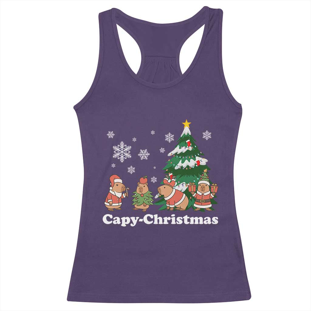 Christmas Capybara Racerback Tank Top Funny Capy Xmas Gift Idea TS12 Purple Print Your Wear