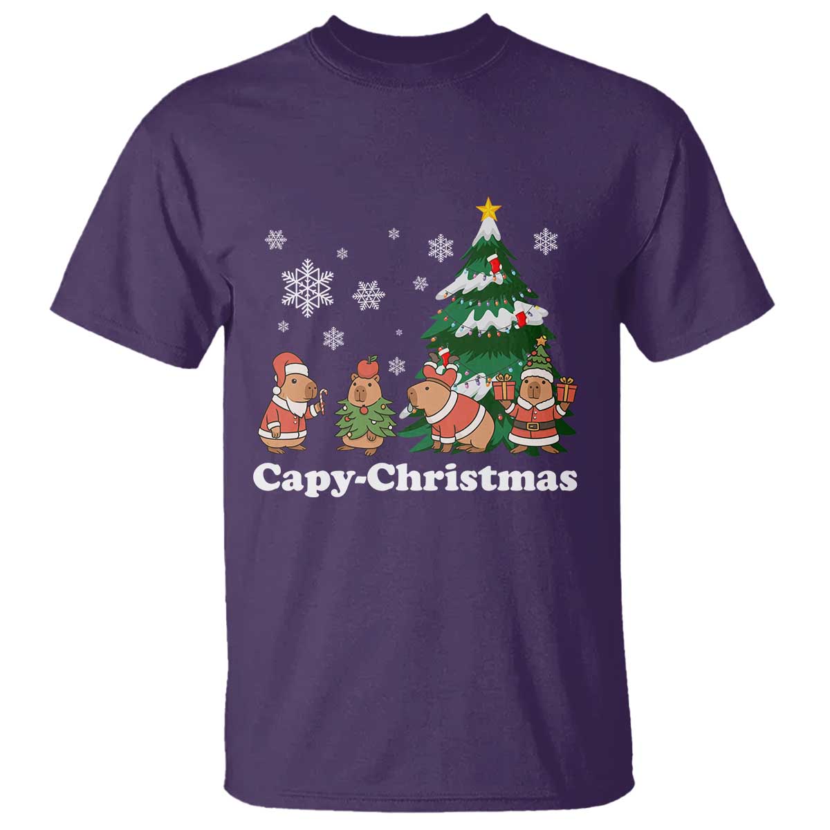 Christmas Capybara T Shirt Funny Capy Xmas Gift Idea TS12 Purple Print Your Wear