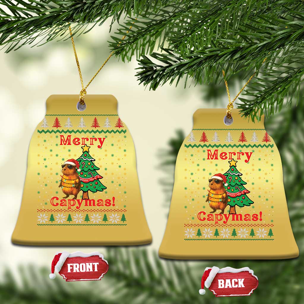 Funny Merry Capymas Christmas Ornament Capybara Xmas Party TS12 Bell Flake Gold Print Your Wear