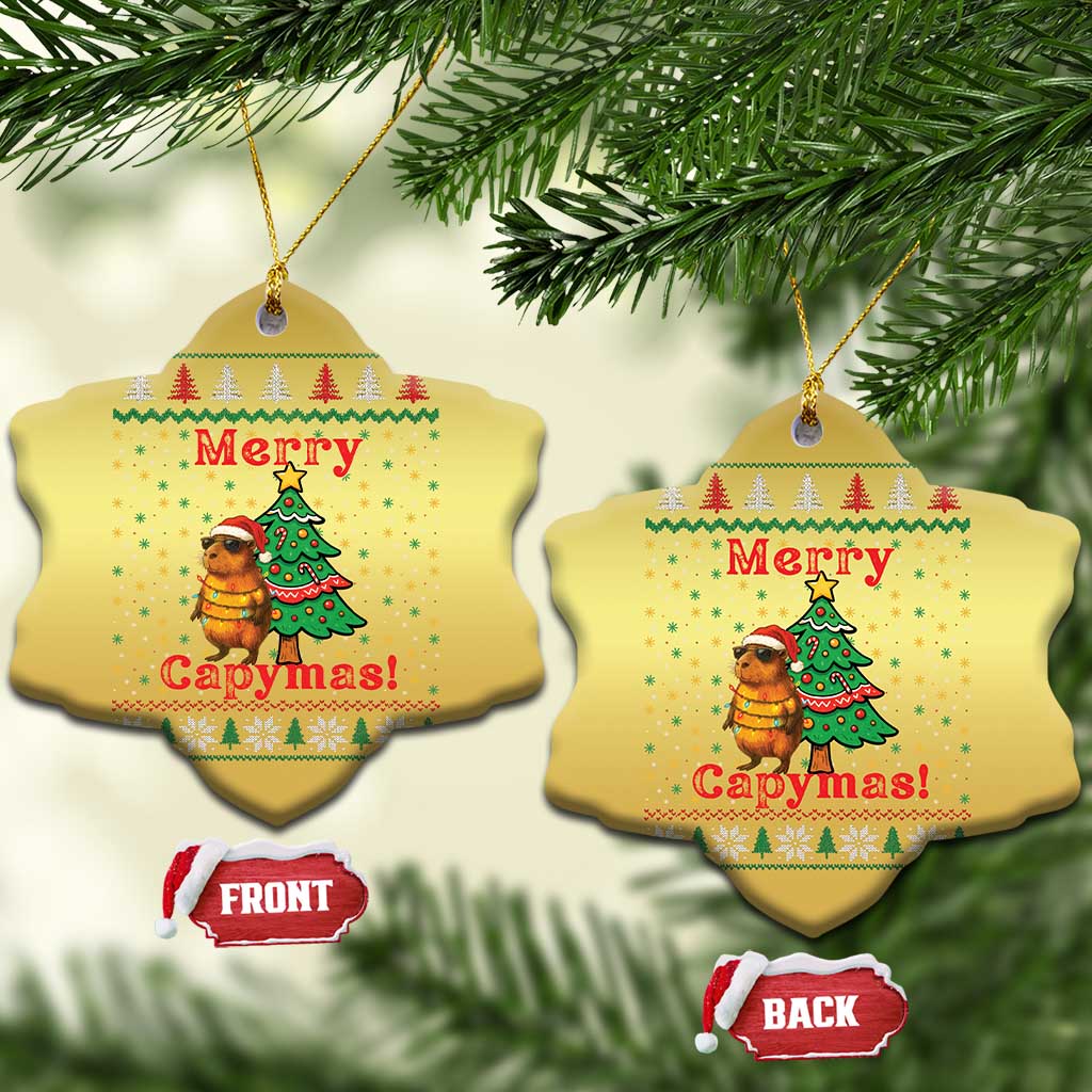 Funny Merry Capymas Christmas Ornament Capybara Xmas Party TS12 Snow Flake Gold Print Your Wear
