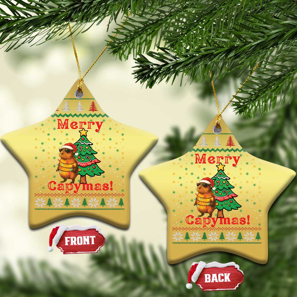 Funny Merry Capymas Christmas Ornament Capybara Xmas Party TS12 Star Gold Print Your Wear