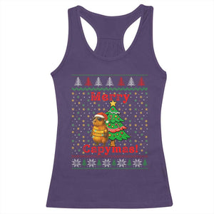 Funny Merry Capymas Racerback Tank Top Capybara Christmas Party TS12 Purple Print Your Wear
