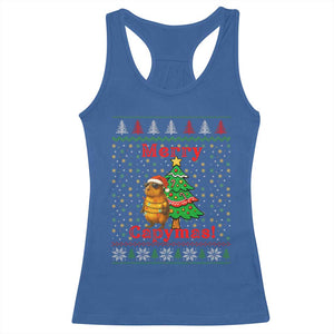 Funny Merry Capymas Racerback Tank Top Capybara Christmas Party TS12 Royal Blue Print Your Wear