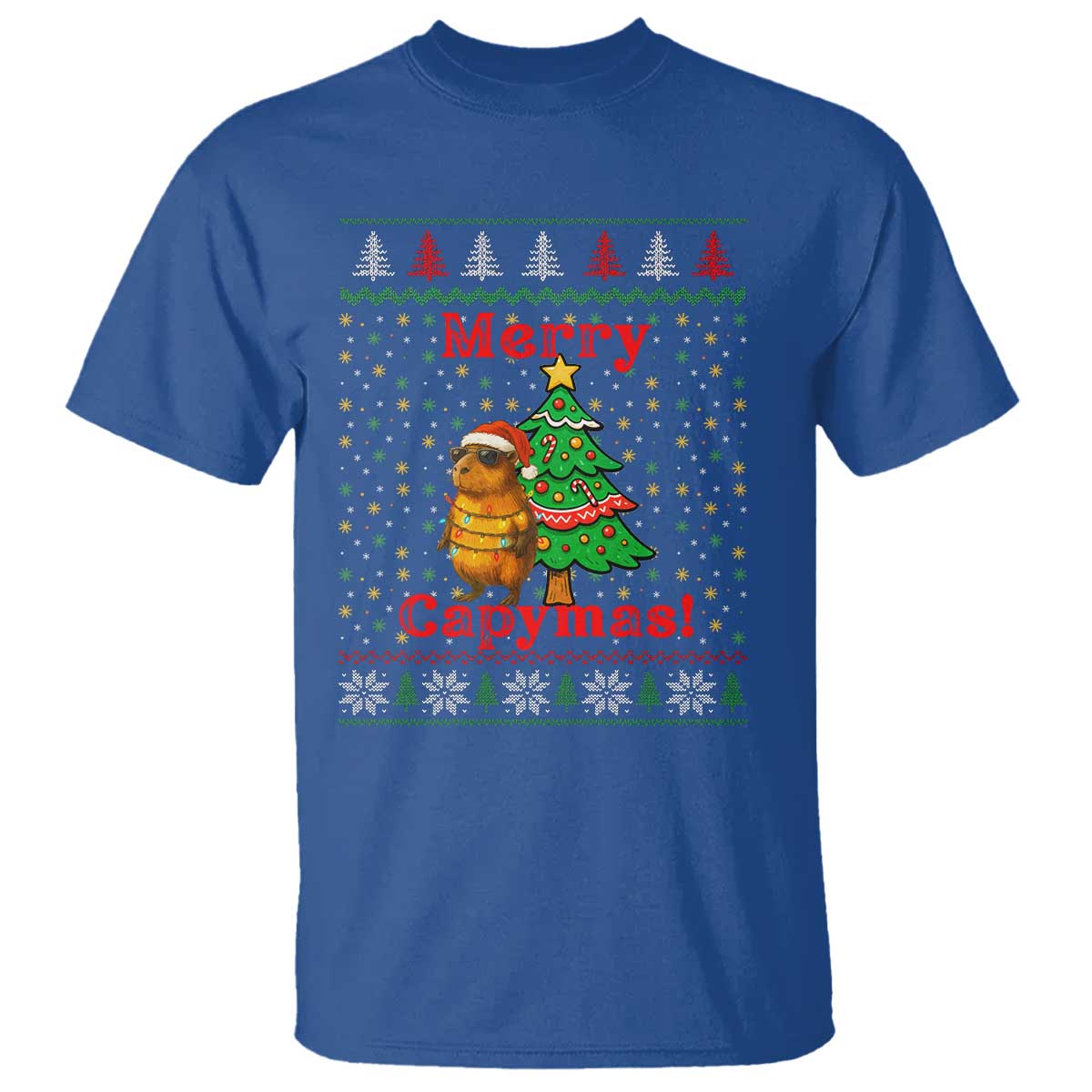 Funny Merry Capymas T Shirt Capybara Christmas Party TS12 Royal Blue Print Your Wear