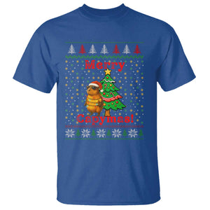 Funny Merry Capymas T Shirt Capybara Christmas Party TS12 Royal Blue Print Your Wear