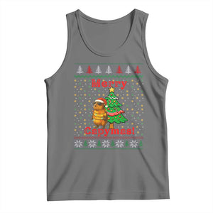 Funny Merry Capymas Tank Top Capybara Christmas Party TS12 Black Heather Print Your Wear