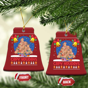 Capybara Xmas Tree Christmas Ornament Funny Capy Holidays Gift TS12 Bell Flake Red Print Your Wear