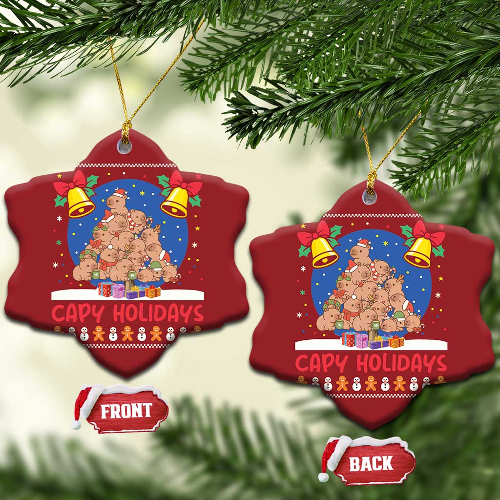 Capybara Xmas Tree Christmas Ornament Funny Capy Holidays Gift TS12 Snow Flake Red Print Your Wear