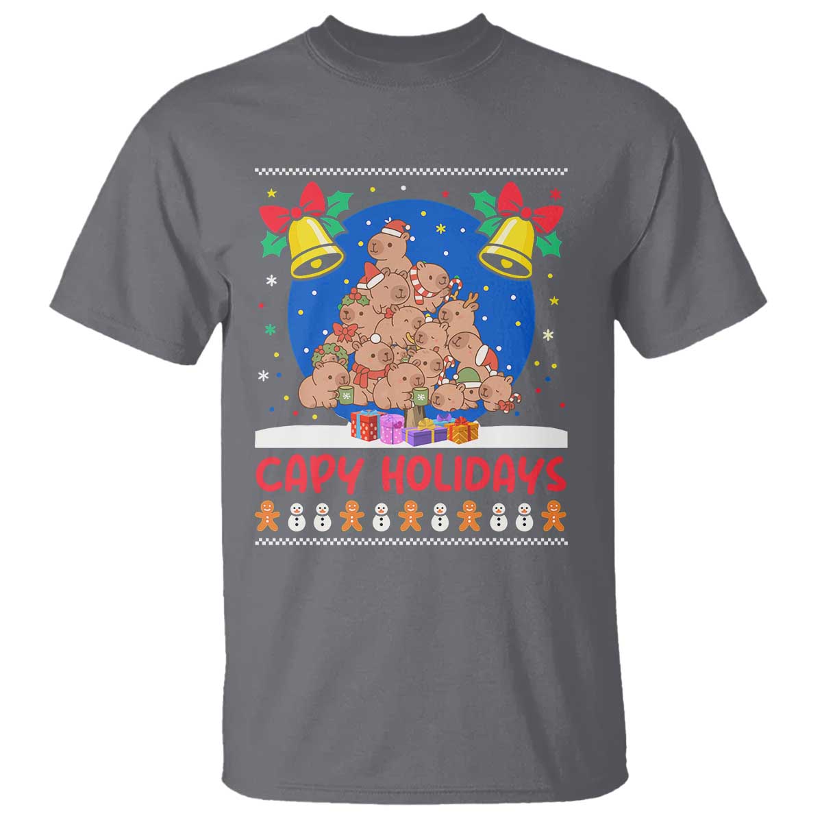 Capybara Christmas Tree T Shirt Funny Capy Holidays Gift TS12 Charcoal Print Your Wear