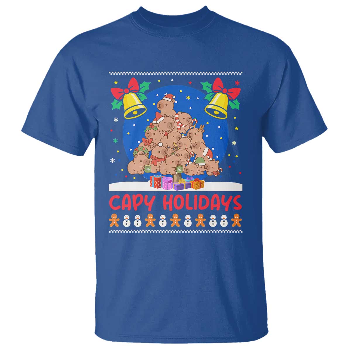 Capybara Christmas Tree T Shirt Funny Capy Holidays Gift TS12 Royal Blue Print Your Wear