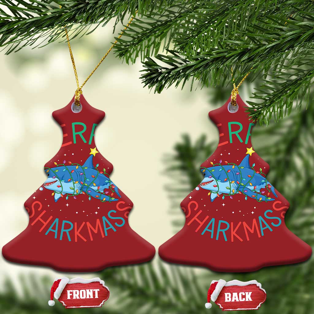 Xmas Shark Christmas Ornament Funny Merry Sharkmas Xmas Gift TS12 Christmas Tree Red Print Your Wear