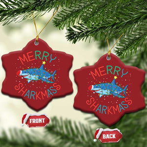 Xmas Shark Christmas Ornament Funny Merry Sharkmas Xmas Gift TS12 Snow Flake Red Print Your Wear